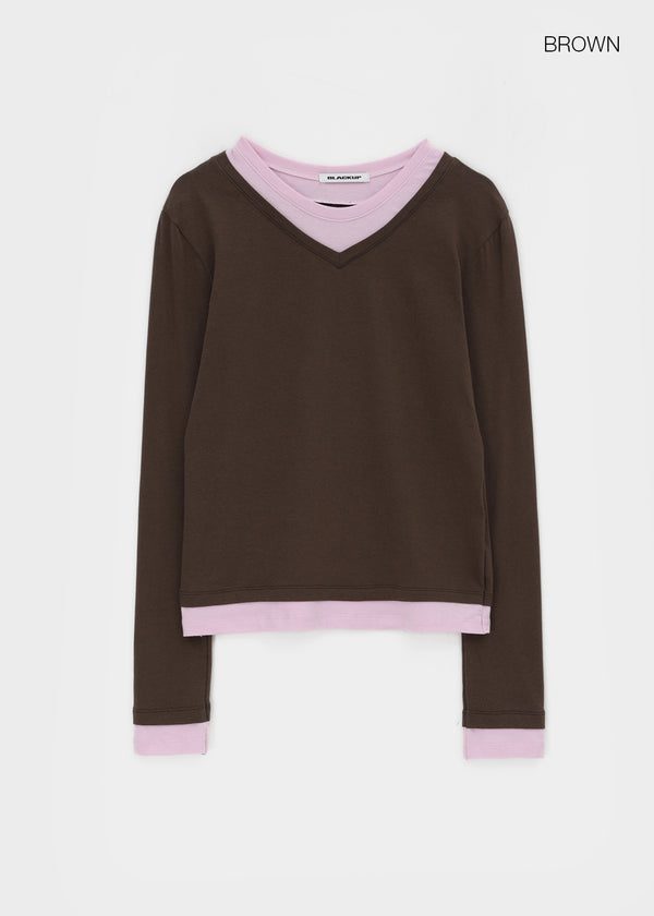 [MADE] Ove Layered V-neck Long Sleeve Tee