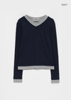 [MADE] Ove Layered V-neck Long Sleeve Tee