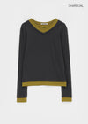 [MADE] Ove Layered V-neck Long Sleeve Tee