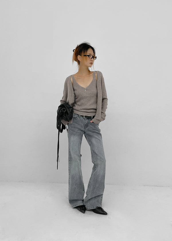 Vie low-waist bootcut denim pants