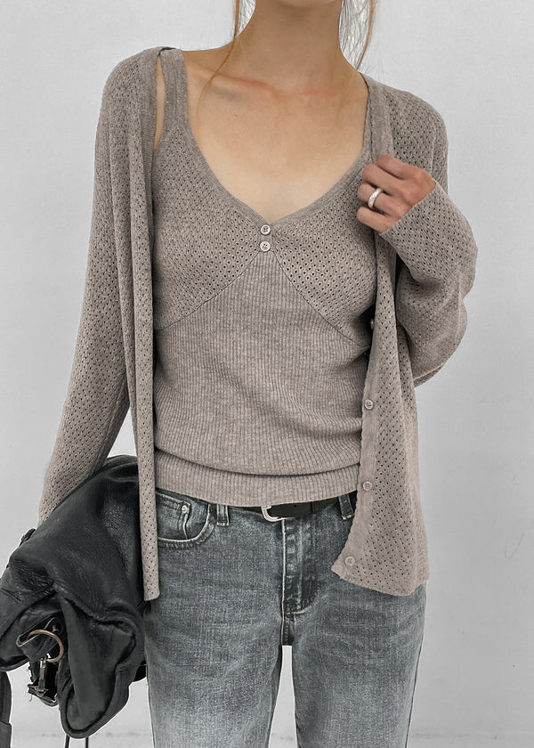 Lue Wool Knit SET - Cardigan, Sleeveless