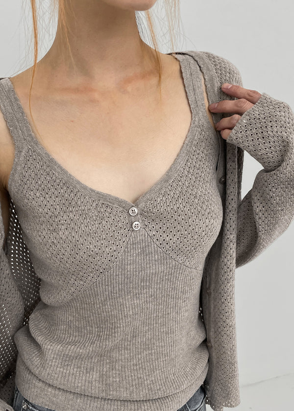 Lue Wool Knit SET - Cardigan, Sleeveless