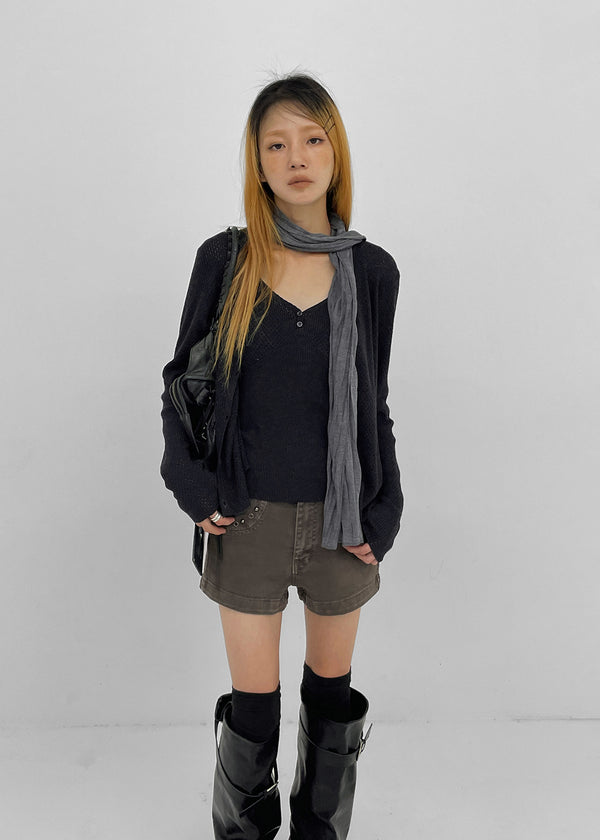 Bellati Studded Washed Shorts