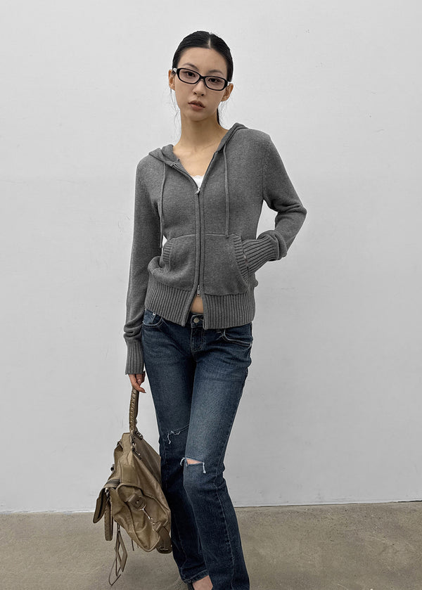 [MADE] Kurone Hooded Knit Zip-up