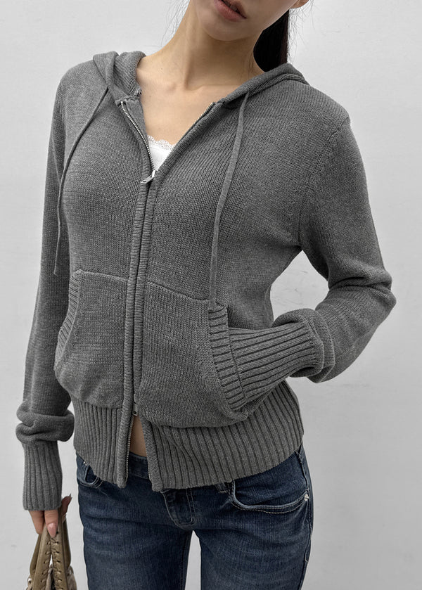 [MADE] Kurone Hooded Knit Zip-up