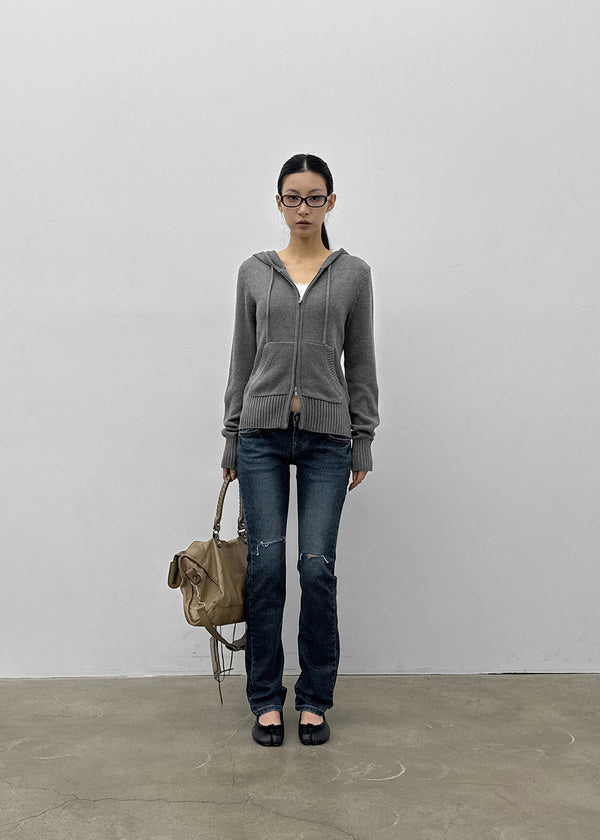 [MADE] Kurone Hooded Knit Zip-up