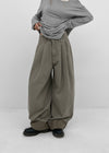 Pia check wide cotton pants