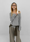 Pia check wide cotton pants
