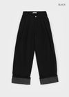 Pia check wide cotton pants