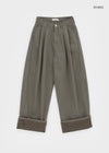 Pia check wide cotton pants