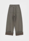 Pia check wide cotton pants