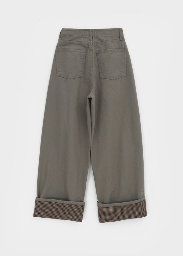 Pia check wide cotton pants