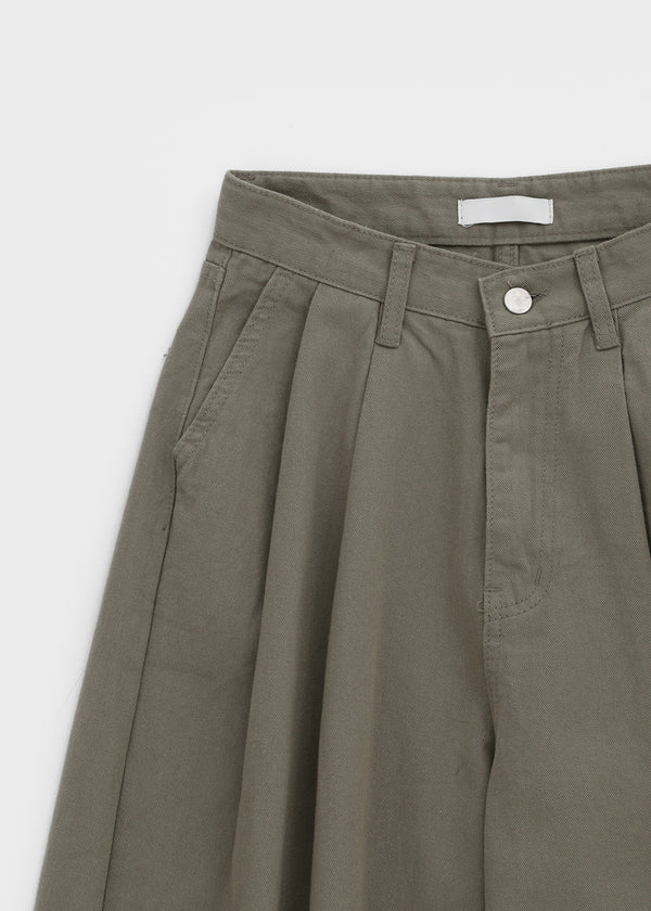 Pia check wide cotton pants