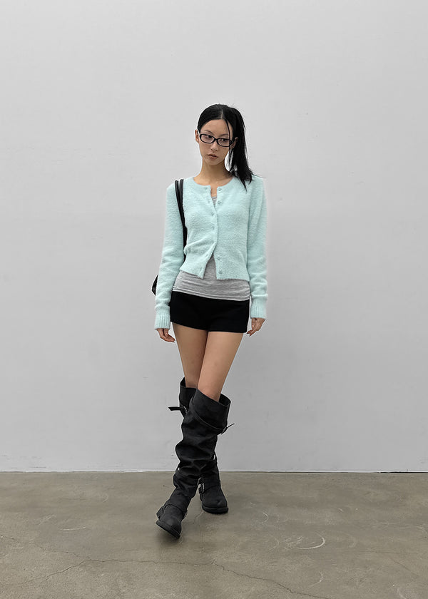 [MADE] Le Mink Round Neck Fur Knit Cardigan