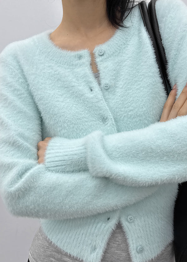 [MADE] Le Mink Round Neck Fur Knit Cardigan