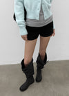Fillet vintage buckle long boots