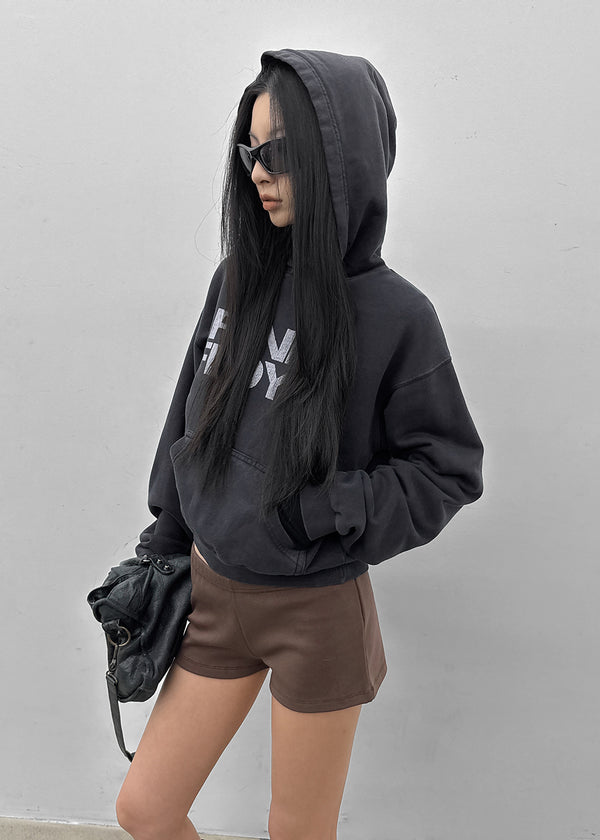 Dunkit Lettering Semi-Crop Hoodie