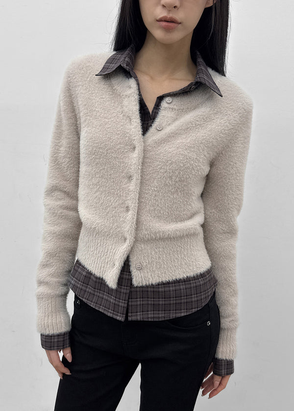[MADE] Le Mink Round Neck Fur Knit Cardigan