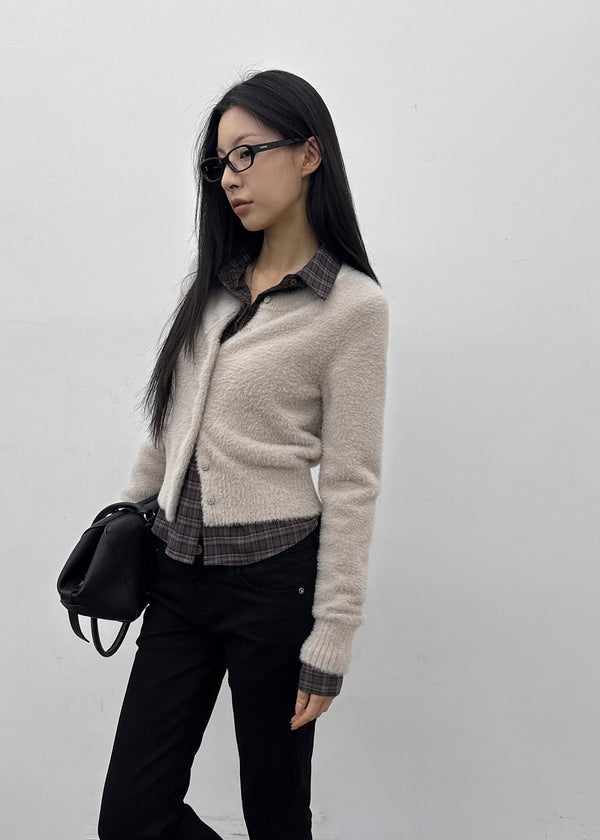 [MADE] Le Mink Round Neck Fur Knit Cardigan