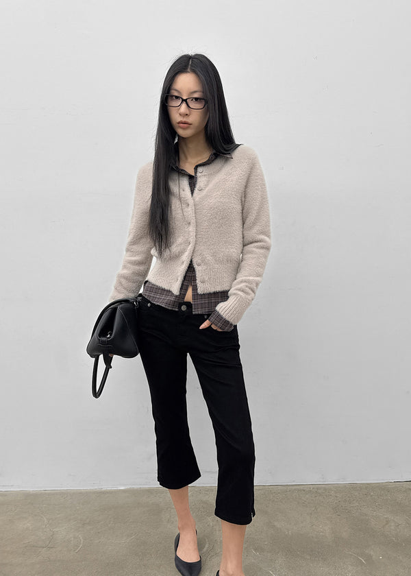 [MADE] Le Mink Round Neck Fur Knit Cardigan