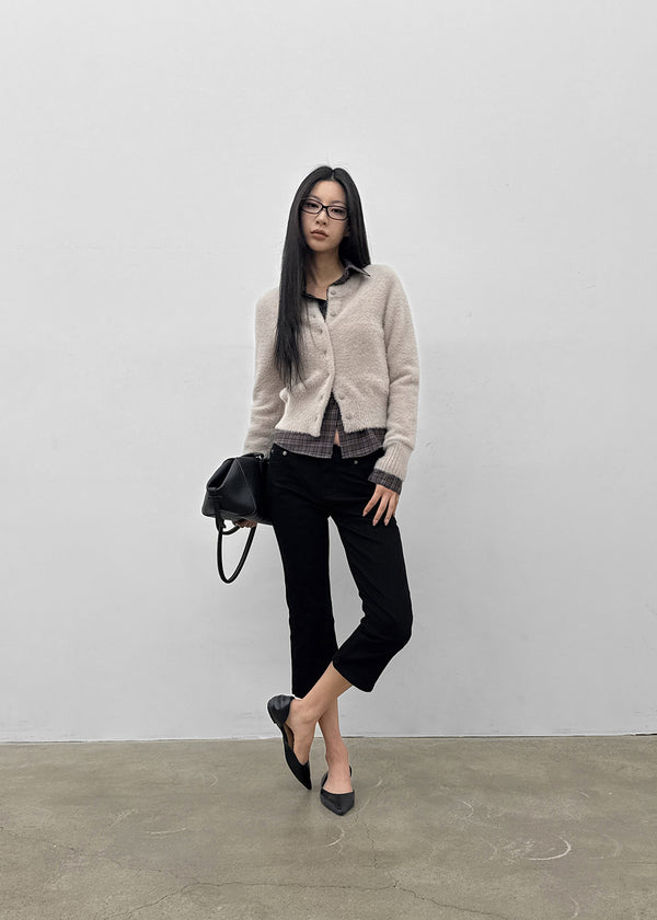 [MADE] Le Mink Round Neck Fur Knit Cardigan