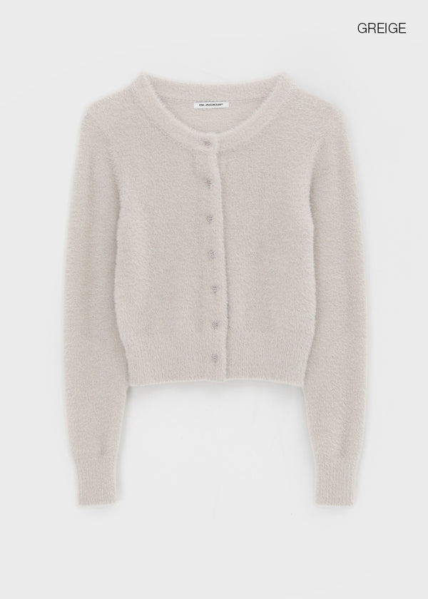 [MADE] Le Mink Round Neck Fur Knit Cardigan