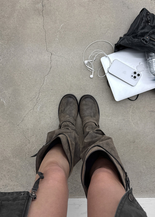 Fillet vintage buckle long boots