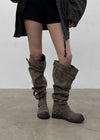 Fillet vintage buckle long boots