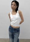 [MADE] Badge Lace Henley Neck Sleeveless (Built-in Cup) (2 SIZE)