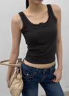 [MADE] Badge Lace Henley Neck Sleeveless (Built-in Cup) (2 SIZE)