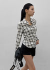 Exodus Shirred Slim Check Shirt
