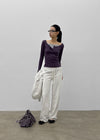 Anvil Layered Henley Neck Long Sleeve Tee