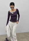 Anvil Layered Henley Neck Long Sleeve Tee