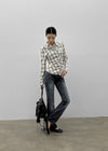 Exodus Shirred Slim Check Shirt