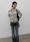 Exodus Shirred Slim Check Shirt