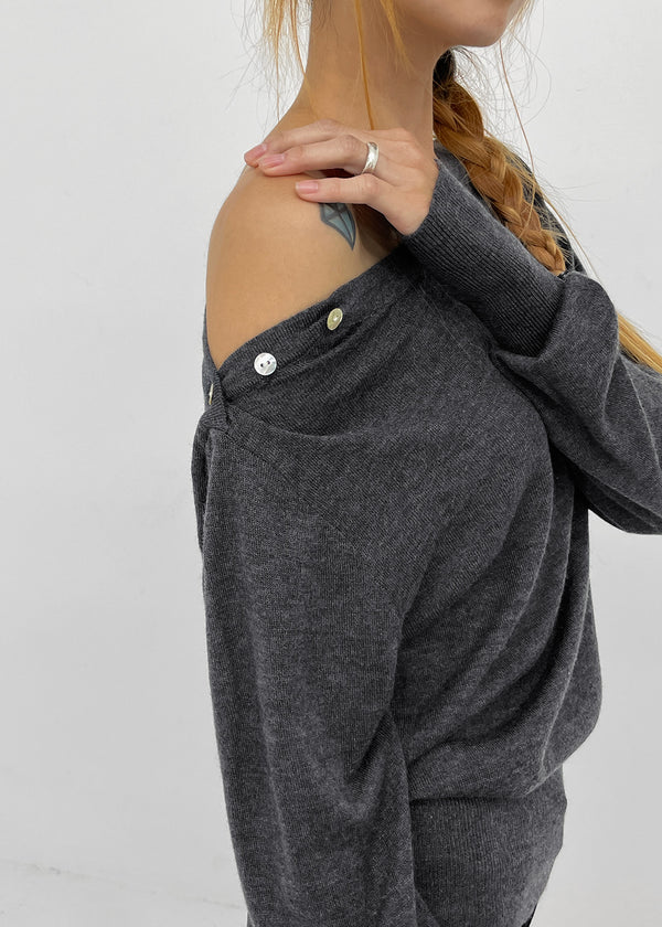 Voltaire shoulder button wool knit