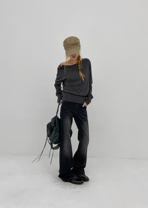 Voltaire shoulder button wool knit