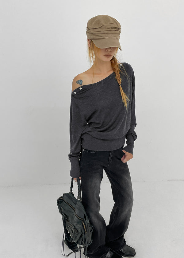 Voltaire shoulder button wool knit