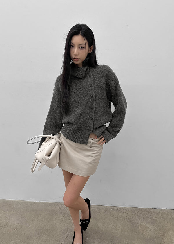 [MADE] Renoir High-Neck Knit Cardigan (34% Wool)