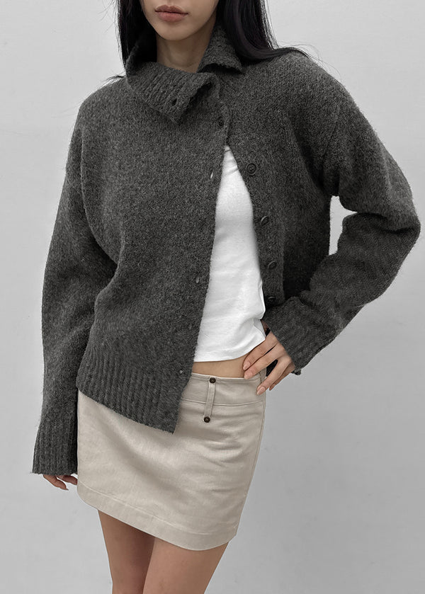 [MADE] Renoir High-Neck Knit Cardigan (34% Wool)