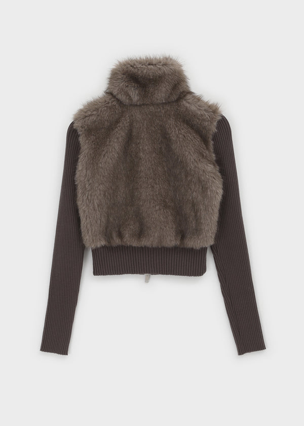 [MADE] Port Fur Collar Knit Zip-up