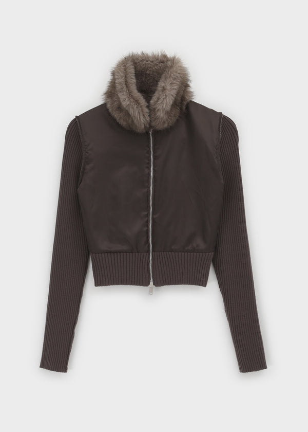 [MADE] Port Fur Collar Knit Zip-up
