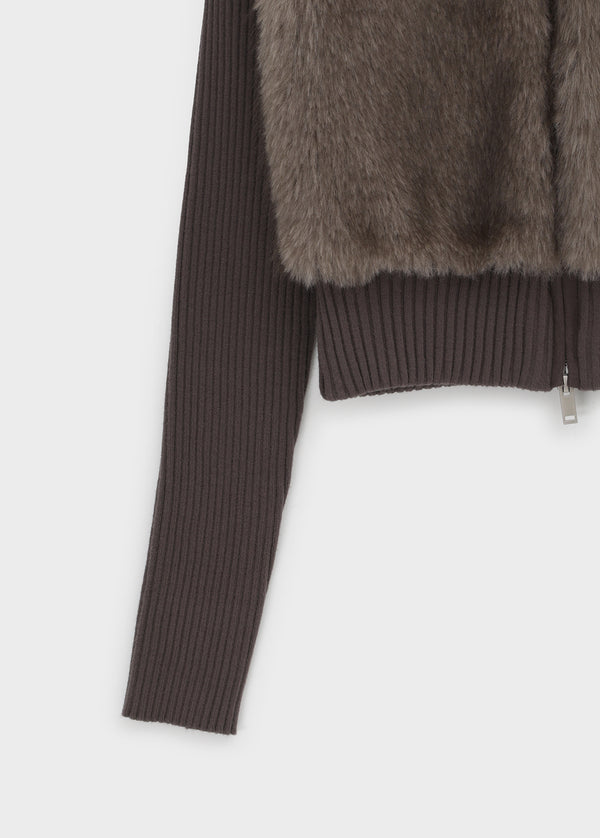 [MADE] Port Fur Collar Knit Zip-up