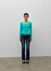 Uncut low-waist distressed skinny denim pants