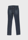 Uncut low-waist distressed skinny denim pants