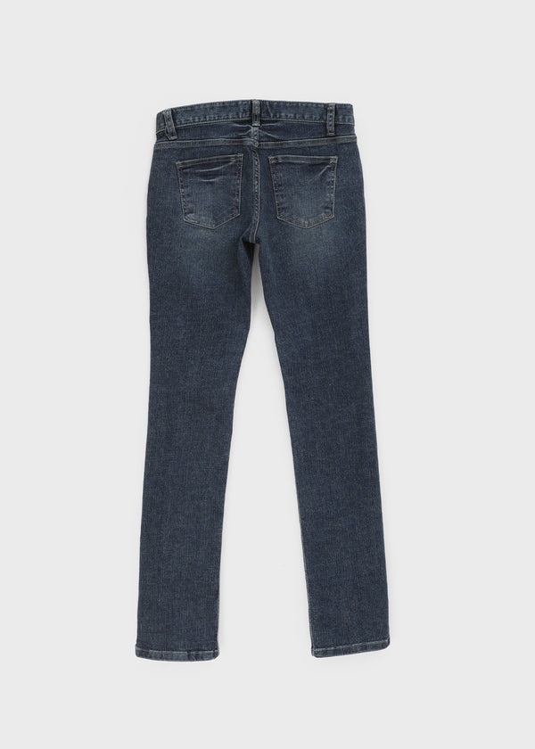 Uncut low-waist distressed skinny denim pants