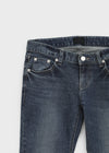 Uncut low-waist distressed skinny denim pants