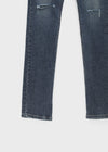 Uncut low-waist distressed skinny denim pants