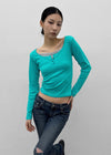Anvil Layered Henley Neck Long Sleeve Tee