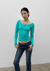 Anvil Layered Henley Neck Long Sleeve Tee